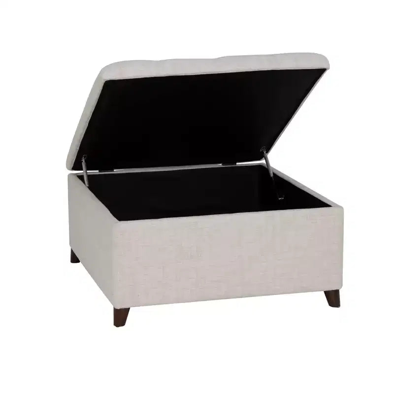 Pouf de rangement carré Linon Madeleine, naturel