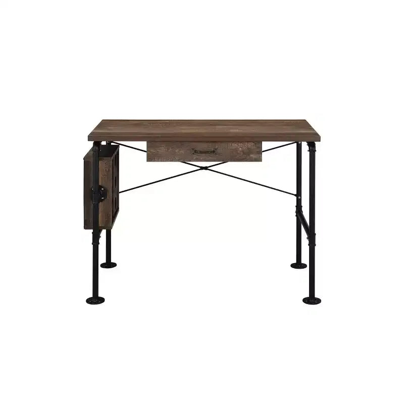 Bureau Endang Chêne Vieilli/Noir - Acme Furniture : Cadre métallique, surface de 99 cm peu encombrante