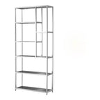 miBasics 90,5" Suncroft Étagère bibliothèque d'appoint en verre chromé : Style glamour de luxe, 7 niveaux, finition métallique