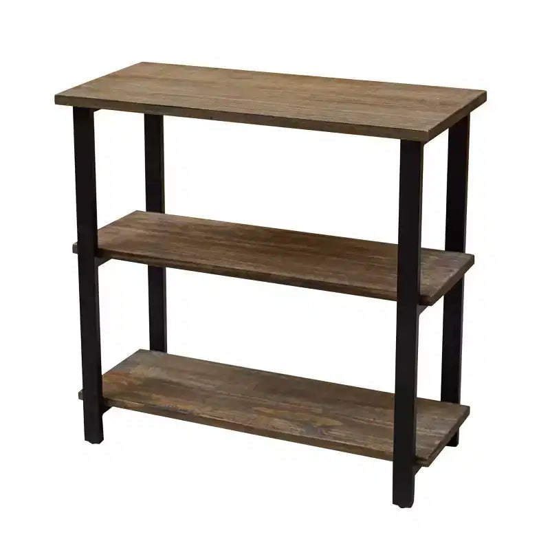 Étagère à 2 tablettes Pomona 31" en métal et bois massif naturel - Meubles Alaterre