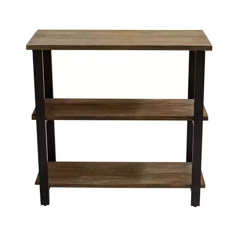 Étagère à 2 tablettes Pomona 31" en métal et bois massif naturel - Meubles Alaterre