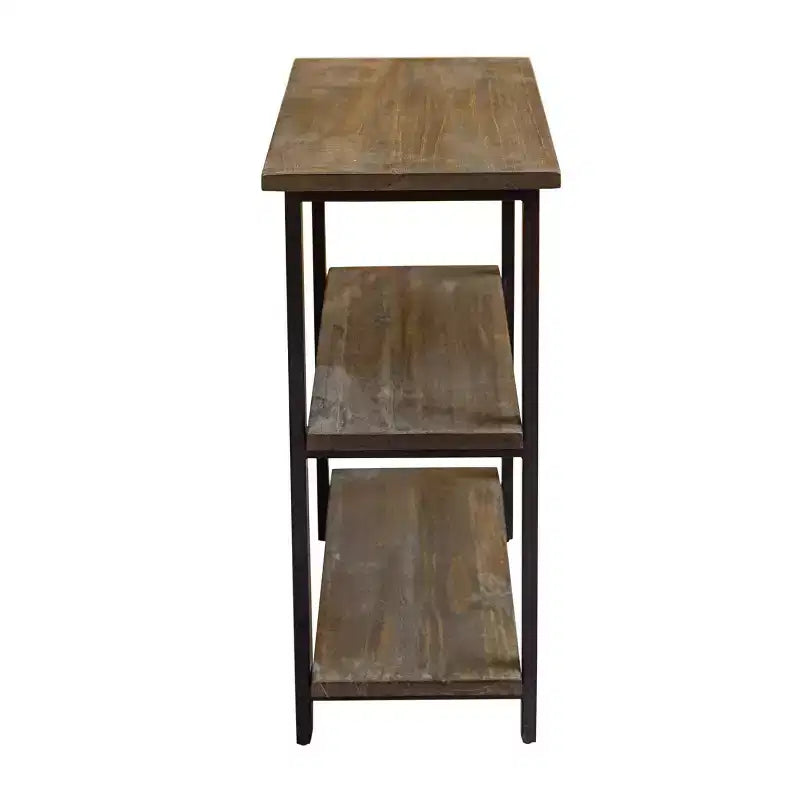 Étagère à 2 tablettes Pomona 31" en métal et bois massif naturel - Meubles Alaterre