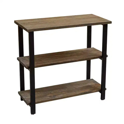 Étagère à 2 tablettes Pomona 31" en métal et bois massif naturel - Meubles Alaterre