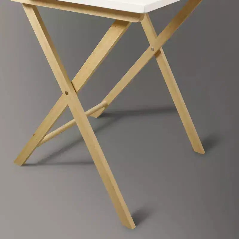 Bureau portable pliable 2 niveaux en bois massif Blanc/Naturel - Flora Home
