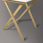 Bureau portable pliable 2 niveaux en bois massif Blanc/Naturel - Flora Home