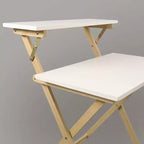 Bureau portable pliable 2 niveaux en bois massif Blanc/Naturel - Flora Home