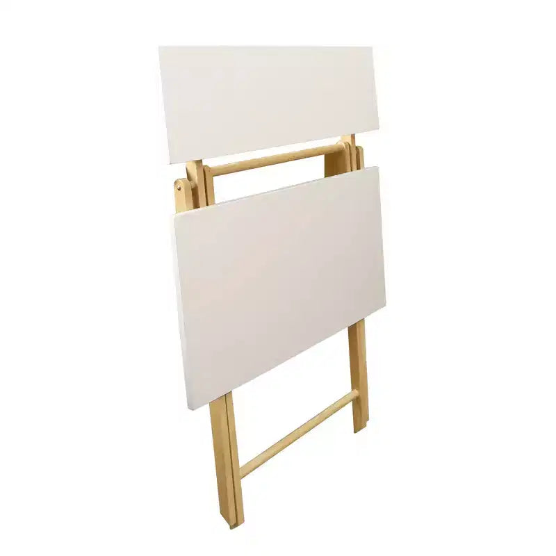 Bureau portable pliable 2 niveaux en bois massif Blanc/Naturel - Flora Home