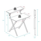 Bureau portable pliable 2 niveaux en bois massif Blanc/Naturel - Flora Home
