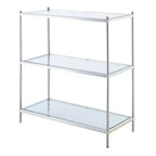 30.25" Royal Crest 3 Tier Bookcase Chrome - Breighton Home