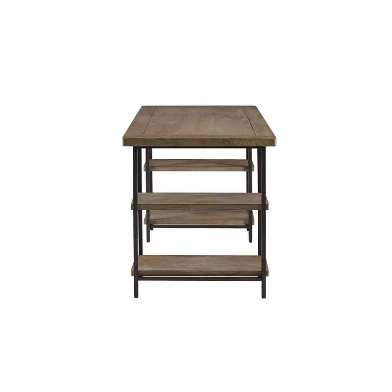 Wells Desk Gris : Madison Park Style Industriel Oakham avec Étagères Latérales et Grand Plan de Travail