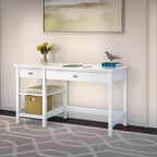 Bureau informatique Broadview avec étagères Blanc pur - Bush Furniture : Stratifié MDF, assemblage par un adulte requis