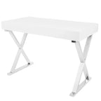 Bureau contemporain Luster blanc - LumiSource : Piètement en X chromé, MDF, Fini lustré, Tiroir coulissant