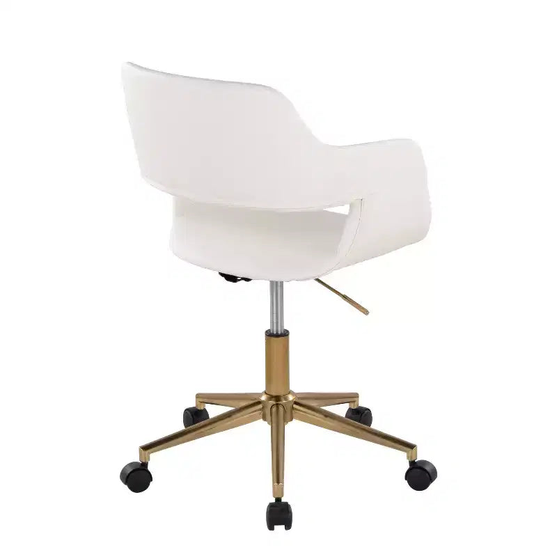 Chaise de bureau Margarite LumiSource Or/Blanc Cuir PU