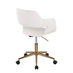 Chaise de bureau Margarite LumiSource Or/Blanc Cuir PU