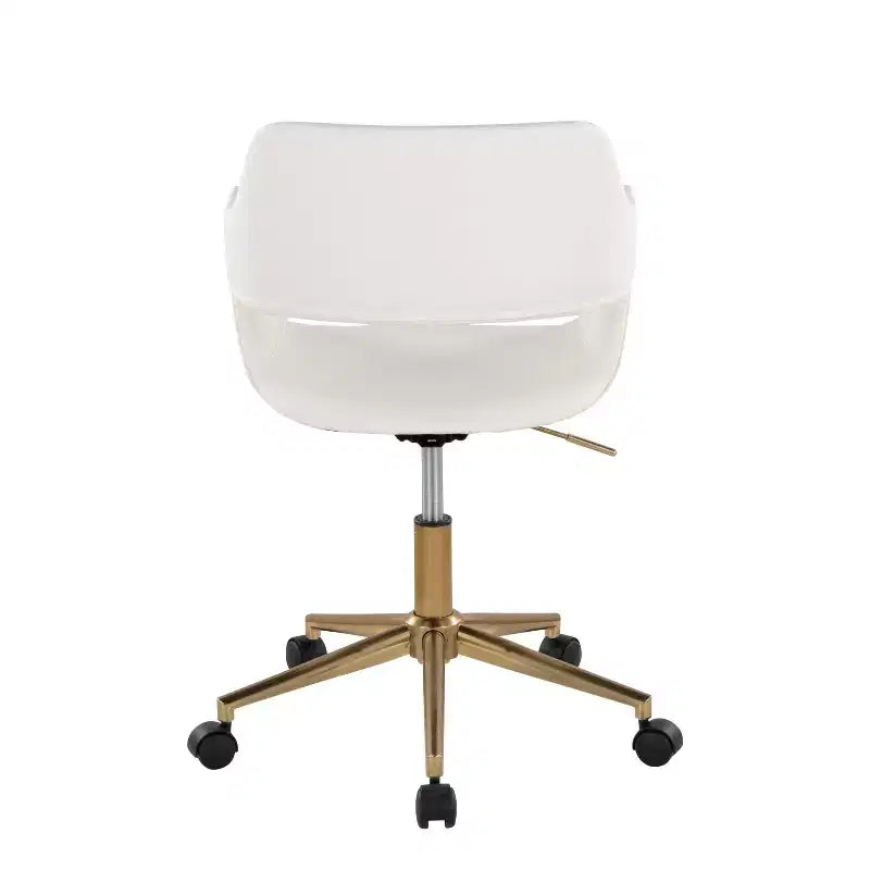 Chaise de bureau Margarite LumiSource Or/Blanc Cuir PU