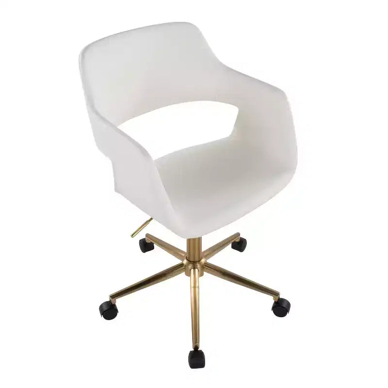 Chaise de bureau Margarite LumiSource Or/Blanc Cuir PU