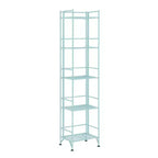 Breighton Home 57.5" Xtra Storage 5 Tier Folding Metal Shelf in Sea Foam Blue