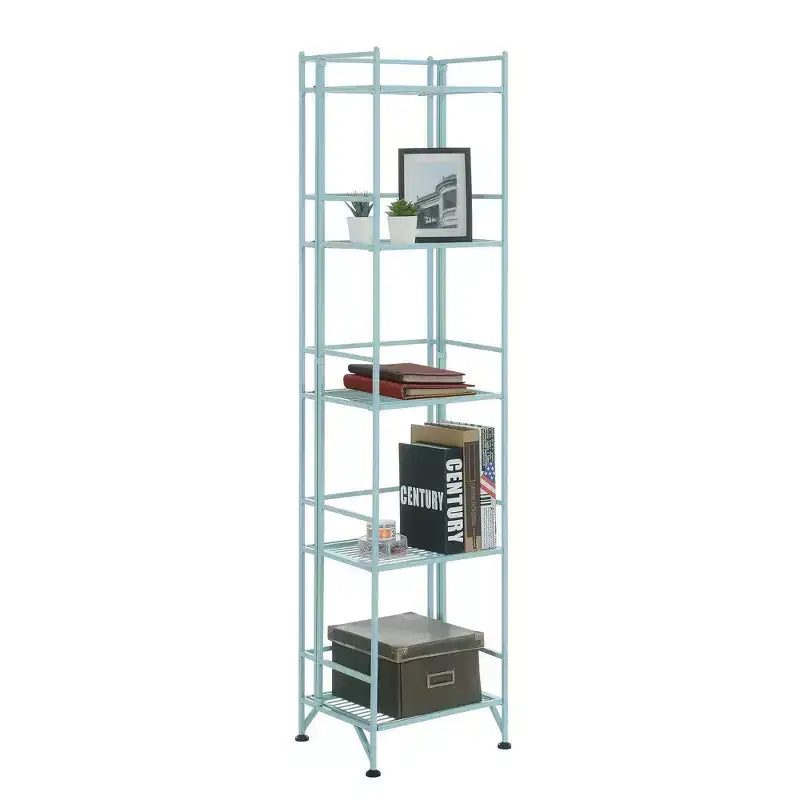Breighton Home Étagère pliable en métal à 5 niveaux Xtra Storage de 146 cm, bleu écume de mer