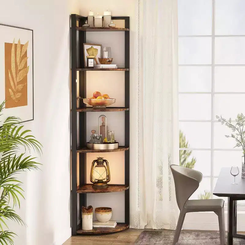 LITTLE TREE Étagère d'angle à 6 niveaux 180 cm Marron rustique