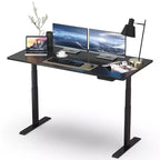 Bureau debout électrique 60 po x 30 po avec réglage (27,2 po à 45,3 po) Bambou noir - Uncaged Ergonomics
