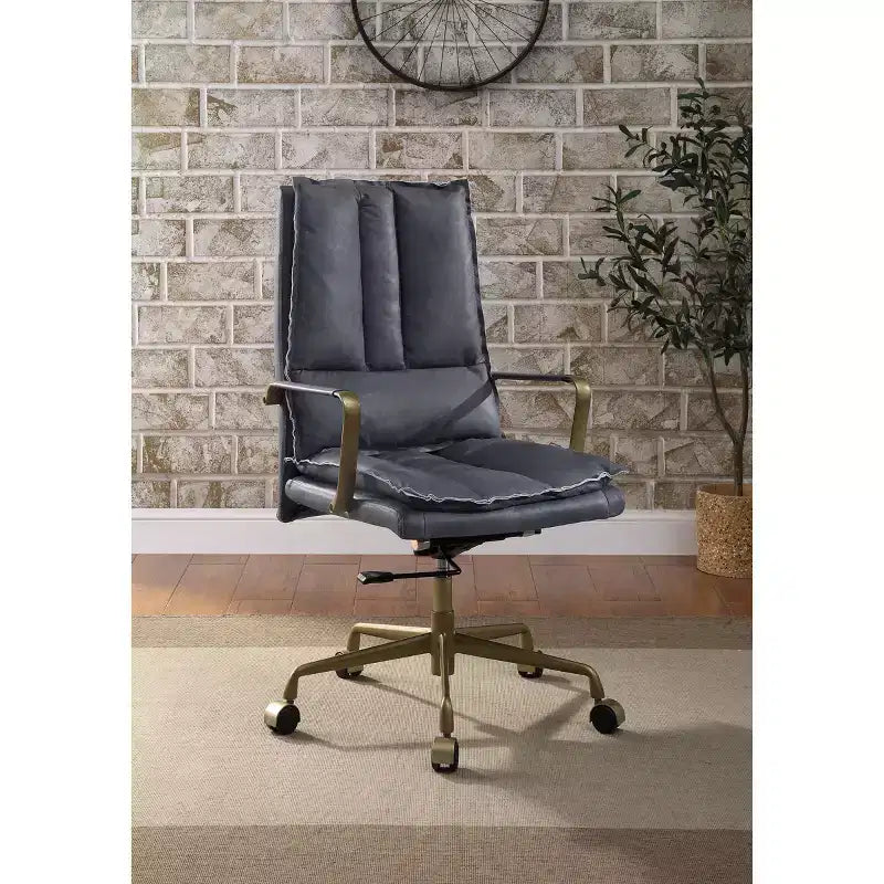 Chaise Tinzud Active Sitting 25" Cuir Gris - Acme Furniture : Conception Ergonomique, Cadre Métallique, Garantie de 60 Jours