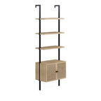 Nathan James 72.5" Set of 2 Theo Bookshelf with Doors Light Oak Rattan