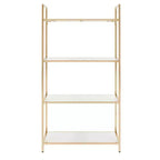 OSP Home Furnishings Étagère 60" Alios Blanc/Or : Chic, 4 tablettes, cadre métallique, surface stratifiée, mobilier de bureau moderne