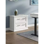 Classeur latéral moderne en bois blanc - Collection Abby - Martin Furniture : Portes Shaker, panneaux à lattes, blocs multiprises intégrés