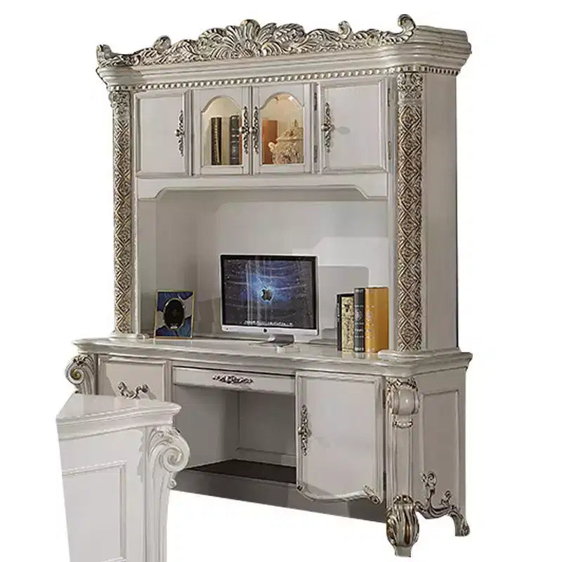 Bureaux Vendôme 89 po Fini perle antique - Meubles Acme : Bois composite, étagère de rangement ouverte, assemblage sans outils