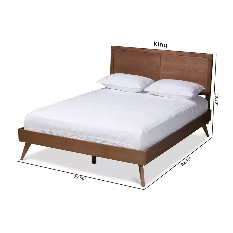 Lit Plateforme King Zenon en Bois Fini Marron - Baxton Studio : Moderne Milieu de Siècle, Sommier Tapissier Non Requis