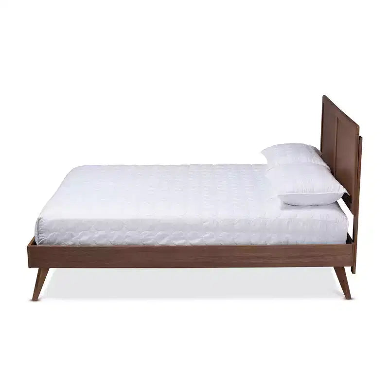 Lit Plateforme King Zenon en Bois Fini Marron - Baxton Studio : Moderne Milieu de Siècle, Sommier Tapissier Non Requis