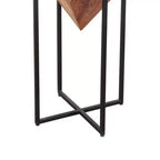 Table d'appoint Urban Port en bois, forme pyramidale, 26 pouces, avec base en métal croisé, marron/noir