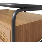 Olivia & May Table basse en bois à 1 étagère avec 2 tiroirs à façade en rotin et cadre en métal gris Marron : Style ferme moderne d'intérieur, Aucun assemblage requis