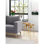 Lot de 2 tables basses gigognes rondes modernes Or antique - Zm Home