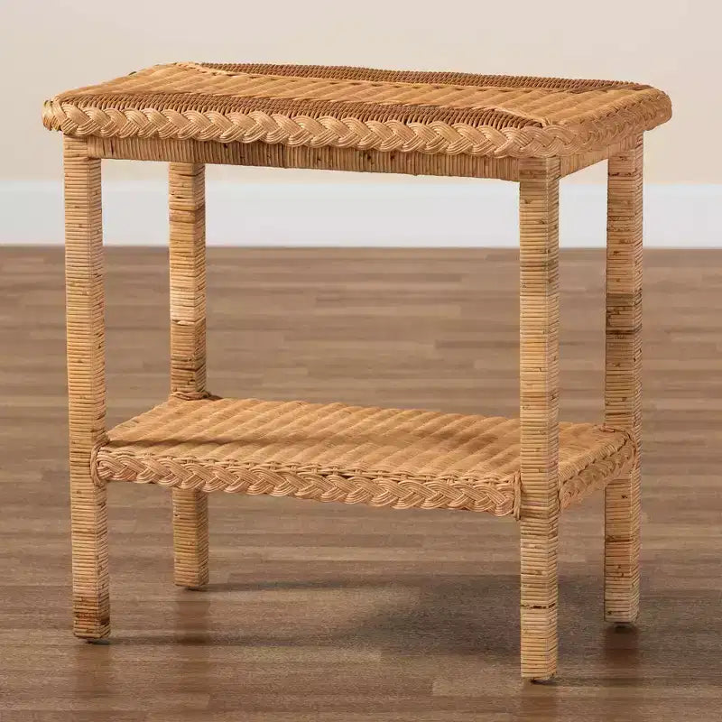 bali &amp; pari Minahasa Table d'appoint en rotin tressé Miel clair