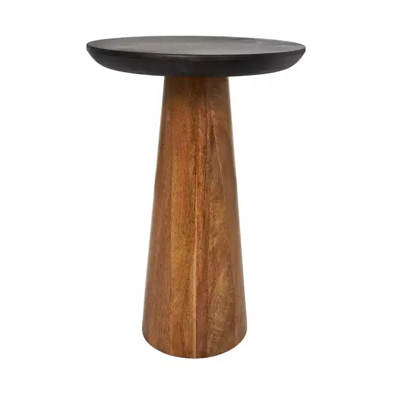 Olivia & May – Table d'appoint conique faite à la main en bois de manguier avec plateaux noirs, lot de 3 marron : table piédestal ronde et moderne