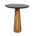 Olivia & May – Table d'appoint conique faite à la main en bois de manguier avec plateaux noirs, lot de 3 marron : table piédestal ronde et moderne