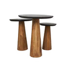 Olivia & May – Table d'appoint conique faite à la main en bois de manguier avec plateaux noirs, lot de 3 marron : table piédestal ronde et moderne