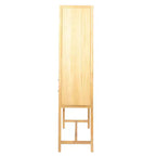 Armoire de rangement décorative Storied Home Nero 170 cm H, couleur naturelle : Hêtre et MDF, Étagère fixe, 2 Tiroirs