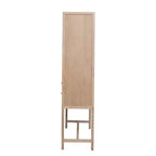Armoire de rangement décorative Storied Home Nero 170 cm H, couleur naturelle : Hêtre et MDF, Étagère fixe, 2 Tiroirs