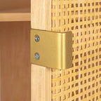 Armoire de rangement décorative Storied Home Nero 170 cm H, couleur naturelle : Hêtre et MDF, Étagère fixe, 2 Tiroirs