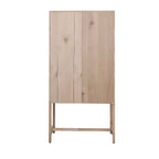 Armoire de rangement décorative Storied Home Nero 170 cm H, couleur naturelle : Hêtre et MDF, Étagère fixe, 2 Tiroirs