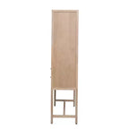Armoire de rangement décorative Storied Home Nero 170 cm H, couleur naturelle : Hêtre et MDF, Étagère fixe, 2 Tiroirs