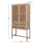 Armoire de rangement décorative Storied Home Nero 170 cm H, couleur naturelle : Hêtre et MDF, Étagère fixe, 2 Tiroirs