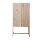 Armoire de rangement décorative Storied Home Nero 170 cm H, couleur naturelle : Hêtre et MDF, Étagère fixe, 2 Tiroirs