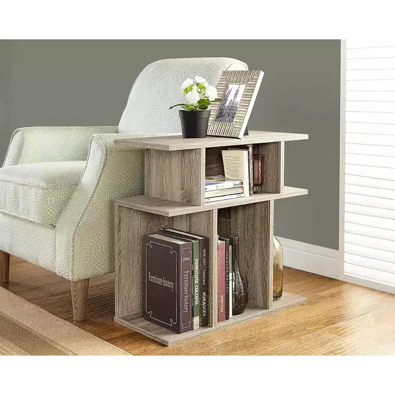 Table d'appoint – Aspect bois recyclé – EveryRoom : Style contemporain, 6 étagères, pour salle familiale