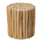East at Main Prelude Round Accent Table Tan: Teak Construction, No Assembly, Indoor/Outdoor Use