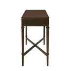 Console de rangement Martha Stewart Kenna à 2 tiroirs avec cannelures, marron : style traditionnel, pieds en bois, capacité de 38,5 kg