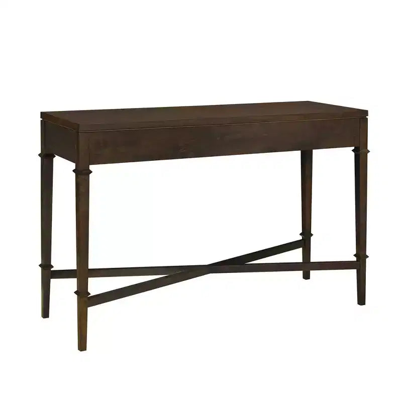 Console de rangement Martha Stewart Kenna à 2 tiroirs avec cannelures, marron : style traditionnel, pieds en bois, capacité de 38,5 kg