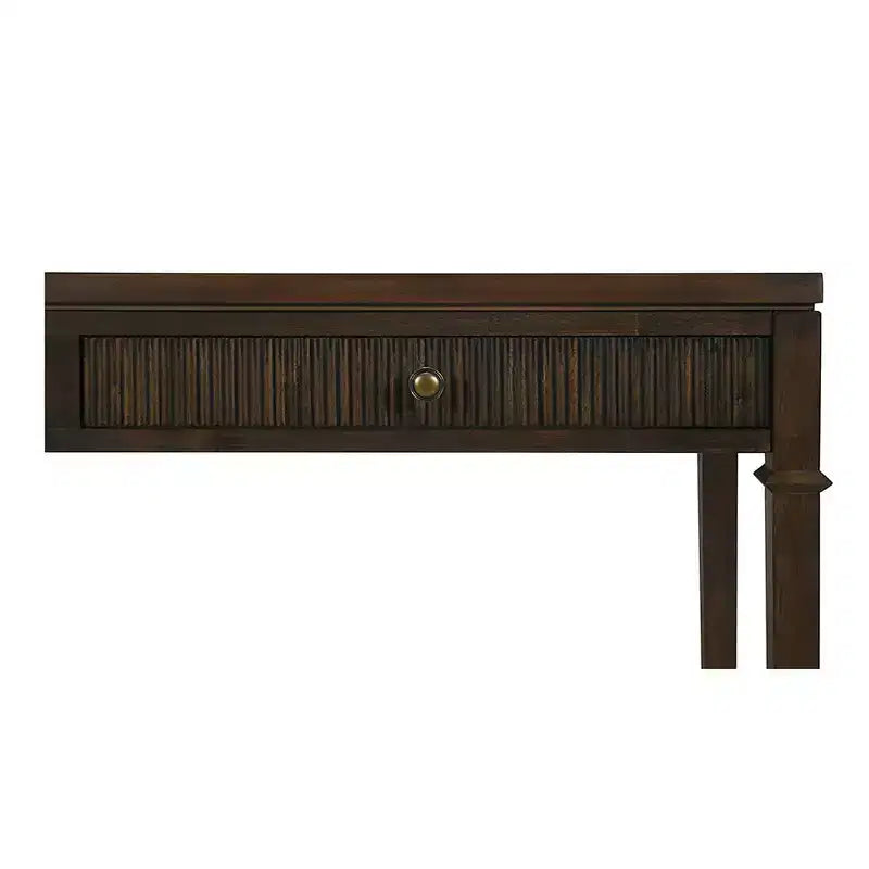 Console de rangement Martha Stewart Kenna à 2 tiroirs avec cannelures, marron : style traditionnel, pieds en bois, capacité de 38,5 kg